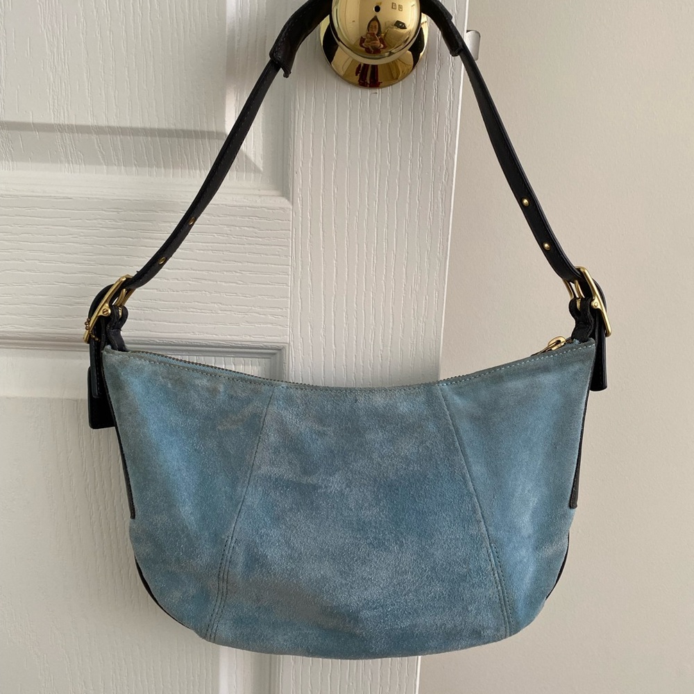 Blue Coach Suede Shoulder Bag